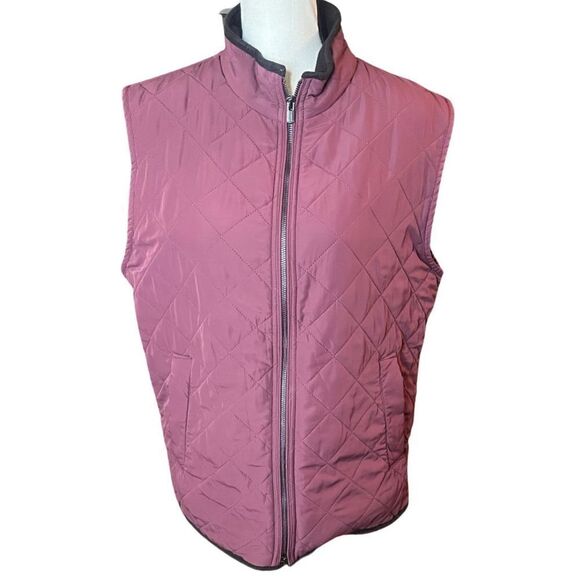 Magaschoni Diamond Quilted Utility Maroon Full Zip Vest Sz M - Picture 1 of 12